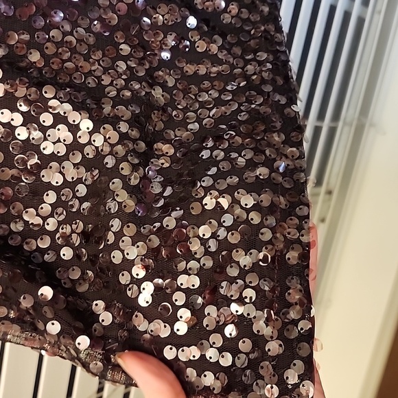 Chico's Sequined Top 3 XL Dark Brown Paillette Sequin Satin Going Out Party - Picture 4 of 9